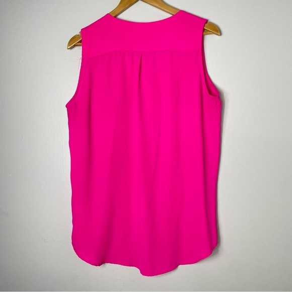 Tacera Hot Pink Blouse Sleeveless Top Medium Exposed Gold Zipper - Picture 5 of 5